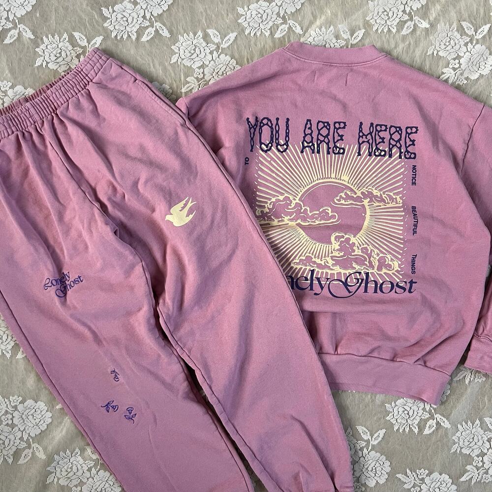 Lonely Ghost Pink “You Are Here” Sweat Set Size S/M - Picture 4 of 6